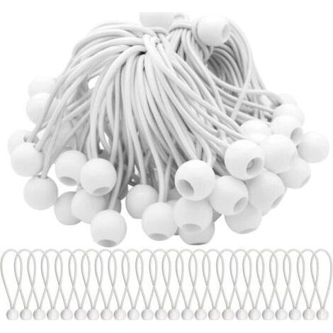 PA 50 Stück elastische Spanngummis mit Kugeln. Elastische Spanngummis, elastische Bälle für Festzelte, Zelte, Banner und Planen (1/4)