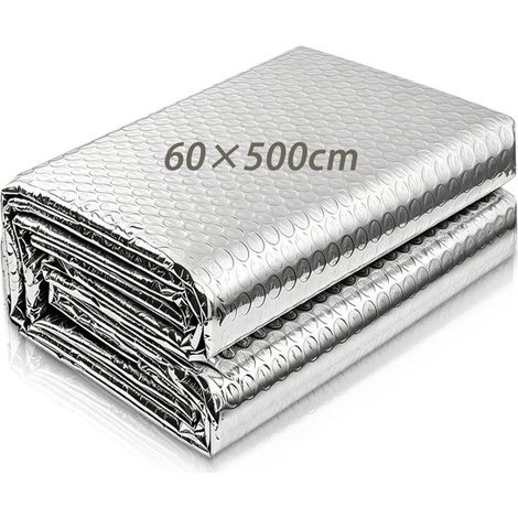 Tapis isolant aluminium à bulles 60 x 500 cm – Isolation thermique réfléchissante contre chaleur et froid – Film isolant pour toiture murs portes camping-car et travaux d’isolation (1/5)