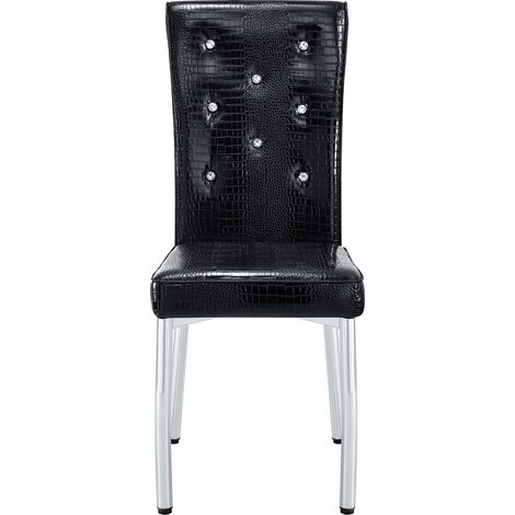 Set di 2 sedie da pranzo nere in PVC effetto coccodrillo, gambe in metallo, 101 cm (1/5)