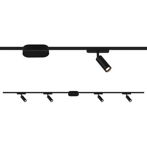Briloner Luxtrail Système de rail, kit de démarrage de 2 mètres, 4 spots LED, blanc chaud, 5W, 450lm par spot, orientables, extensible jusqu'à 10 mètres