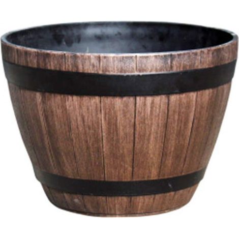 Baril en bois d'imitation Pot de fleur en résine PP Baril de plantation en bois imité (1/5)
