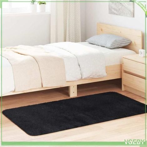 4102814 Tapis shaggy à poils longs NAVARRA noir 80x150 cm polyester (1/5)