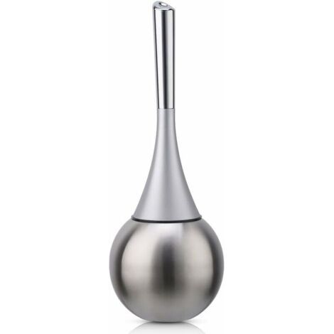 Porte-brosse WC autoportant en acier inoxydable finition brossée polie ensemble WC salles de bains (brosse incluse)-argent (1/3)