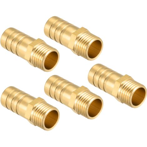 12mm Barbelé à G1/4 Filet Mâle Tuyau Droit Laiton Or 5Pcs (1/5)
