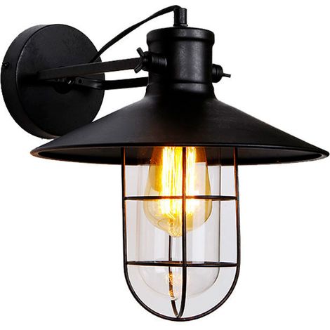 Aplique de pared metalico vintage e27 60w color negro ø32x37x27,5cm edm (1/3)