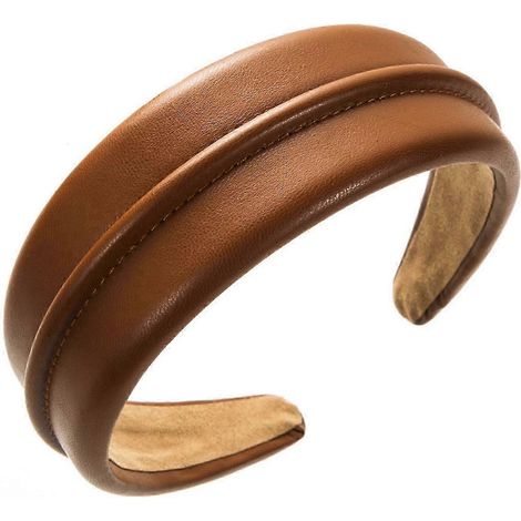 Haarreif aus Kunstleder für Damen, einfarbig, breit, leicht, Haarband, Haaraccessoires für Mädchen-Dark brown (1/5)