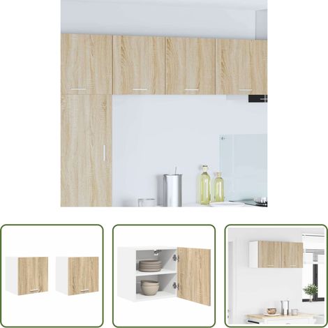 vidaXL Küchenorganisation - Hängeschrank Riga 2 pcs Sonoma-Eiche und Weiß 40 x 31 x 40 cm (1/5)
