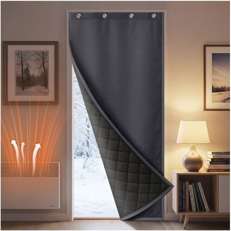 Rideau de Porte Autocollant/Sans Perçage 420 g/m² 82x204cm Gris,Isolant,Thermique,Coupe-vent,Autocollant Facile,pour Garage (1/5)