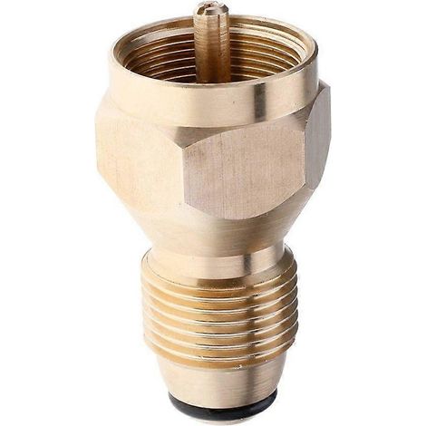 Adaptateur de remplissage universel de sécurité pour bouteille de propane de 450 g (1 lb) / Adaptateur pour chauffe-bouteille en laiton massif avec vanne de régulation (1/5)