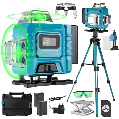Livella laser ad alta precisione a 16 linee con treppiede, livella laser 4D con funzione di autolivellamento per edilizia, strumento di livellamento a 3° (1/5)