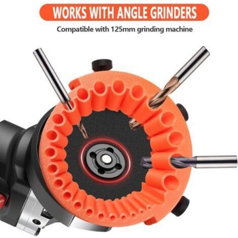 Affûteur de forets pour meuleuse d'angle 125 mm – Affûteur portatif compatible avec tous types de forets de 2 à 13 mm, orange