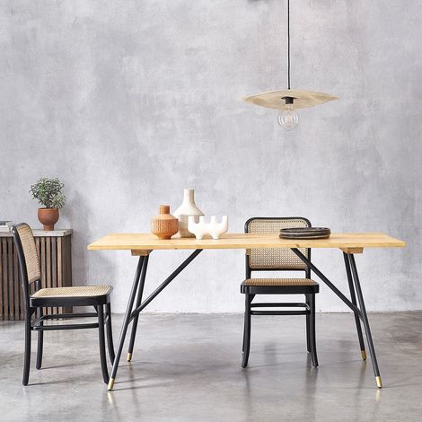 Table rectangulaire en pin massif et métal 6 pers. (1/5)