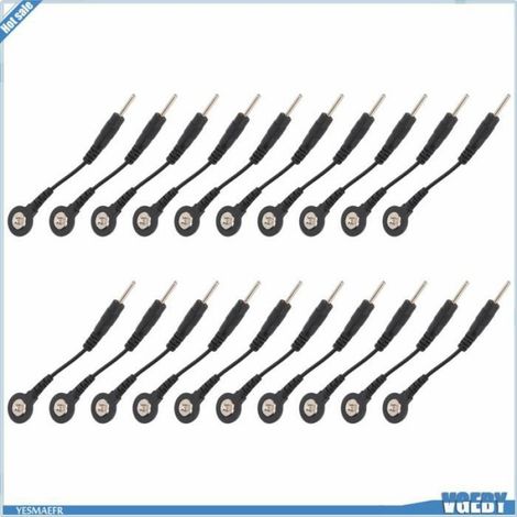 Ashata Fil d'électrode à pression 20pcs Noir Snap électrode Fils Fils D'électrode De Plomb Pour TENS electromenager appareil (1/5)