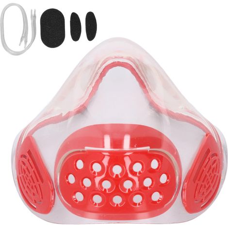 Masque anti-buée PC transparent anti-projections écran facial respiratoire filtrant rouge pour enseignant adulte (1/5)