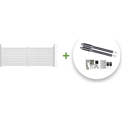 Portail Battant motorisé VOGEL 4m H.140cm Aluminium Blanc + Motorisation RANGER B150 (1/4)
