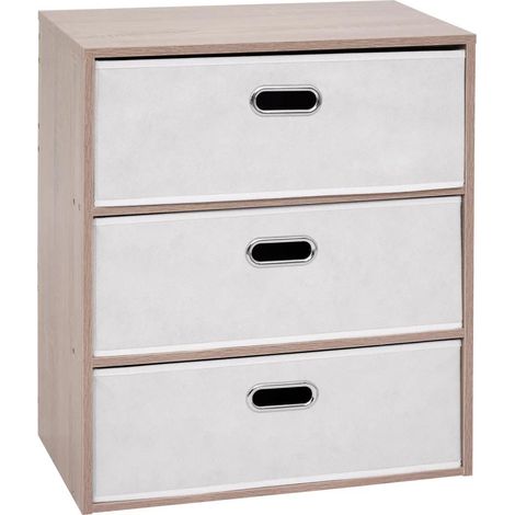 Commode 3 Tiroirs Paniers "Dress Up" 50cm Beige (1/5)