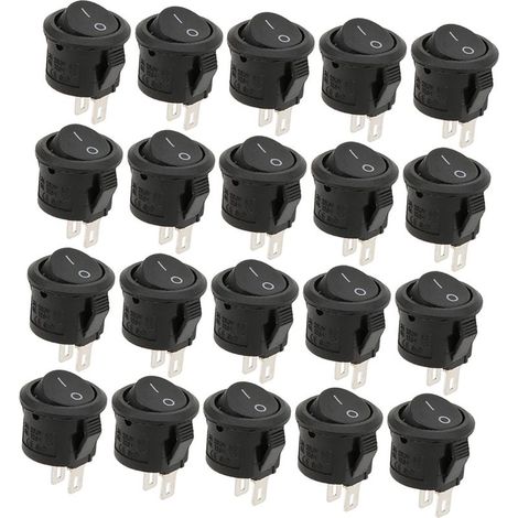 Lot de 20 Interrupteurs à Bascule en Matière Plastique, 2 Broches, 2 Positions, Diamètre 16 Mm, 3A250VAC 6A125VAC, Interrupteur pour Petits Appareils, élément de Commande (1/5)