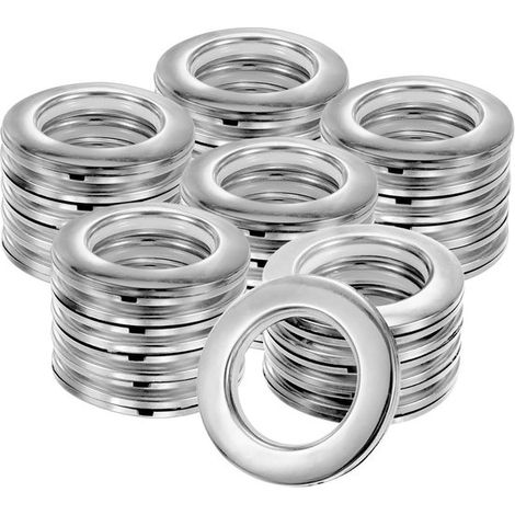 Ojales，50 unidades，Anillos para cortinas，Ojal para cortinas，Diámetro interior 42 mm，Bajo nivel de ruido，Plateado，7 cm (1/5)