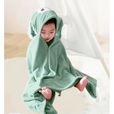 Serviette de bain enfant, serviette à capuche ultra-douce, très absorbante, peignoir, couverture, cadeau de naissance pour garçons et filles – 70 x 140 cm Vert
