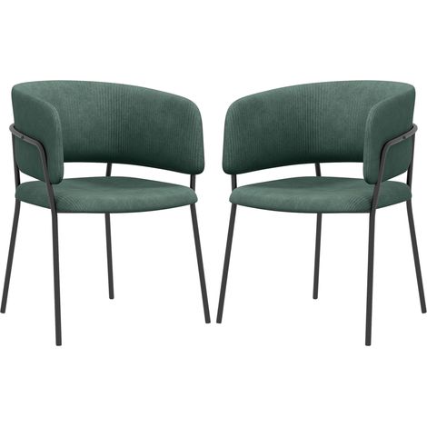 HOMCOM Set 2 Sedie da Pranzo Imbottite 57x53x73 cm Verde