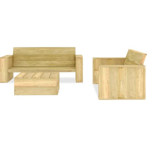 Maison Exclusive - 3-tlg. Garten-Lounge-Set Kiefernholz Imprägnie (1/5)
