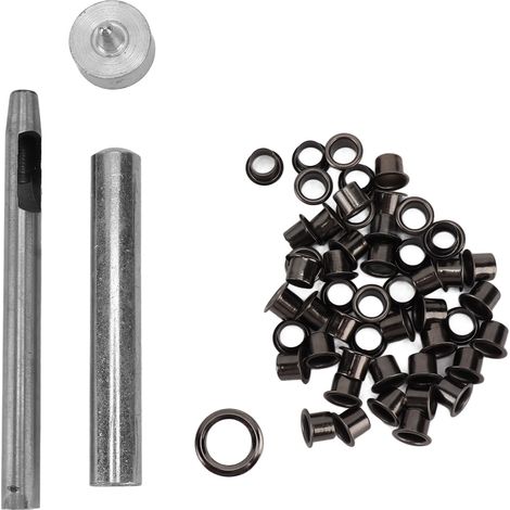 50 pièces de rivets en fer ronds pour cuir avec outils pour bricolage, trou intérieur 6mm / 0.24 pouce (1/5)