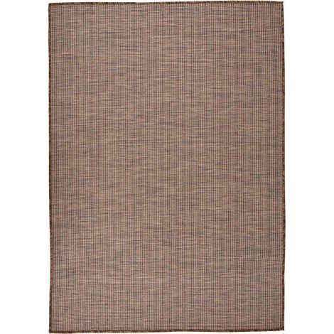 Tapis extérieur à tissage plat Terrasse Salon Cuisine - Tapis de jardin 140x200 cm Marron BV989869 - BonneVie (1/5)