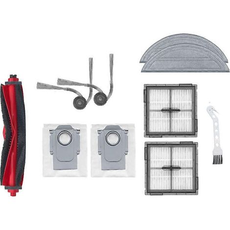 Lot de 10 accessoires pour robot aspirateur Roborock Q10 VF / Q10 VF+ : brosse latérale rotative, filtre HEPA, lingette de nettoyage et sac à poussière. (1/5)