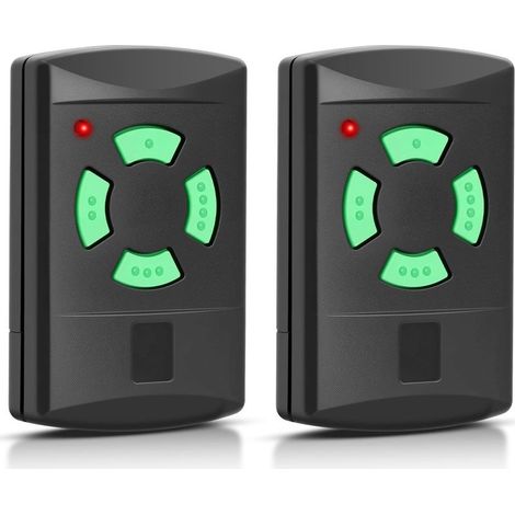 Télécommande pour porte de garage 26,975 MHz, émetteur manuel compatible avec télécommande Hormann HSM4-26.975, HSM2-26.975, HS2-26.975, DHM02-26.975, bouton vert 4 canaux, 2 pièces (1/5)