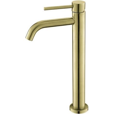 Miscelatore lavabo alto linea curva in acciaio inox finitura oro  KAM-ARTE ORO kamalu