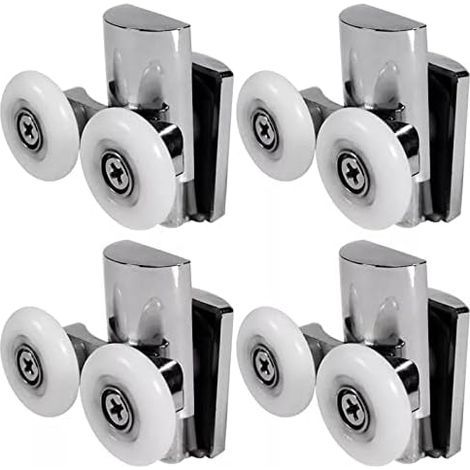 Jalleria – Roulette porte de douche 23 mm – Lot de 4 roulettes supérieures et inférieures – Alliage de zinc et nylon – Installation personnalisée (1/5)