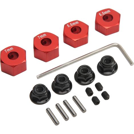 Kit d'accessoires pour moyeu de roue RC hexagonal en alliage d'aluminium, diamètre 12 mm, épaisseur 5,5 mm et 7 mm. (1/5)