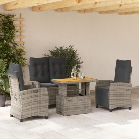 Ensemble à manger jardin 4 pcs-Salon de jardin et coussins Gris Résine tressée 514955 (1/5)