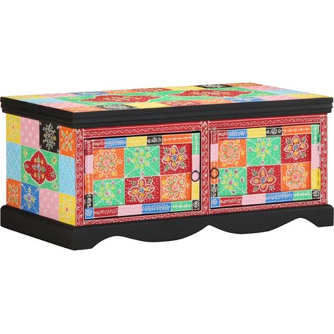 Tavolino da Salotto Multicolore 90x50x40cm Legno Massello Mango vidaXL (1/5)