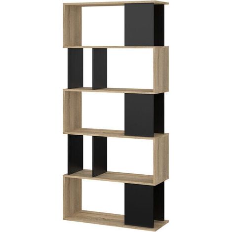KIT LIBRERIA MAZE 80X29X173 QUERCIA/NERO (1/2)