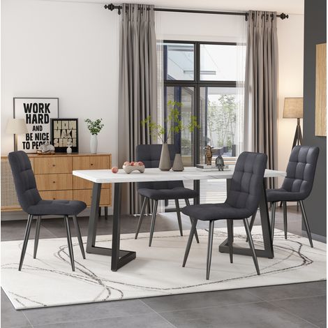 MEUBLIV Set tavolo da pranzo rettangolare 117 cm con 4 sedie grigio scuro (1/5)