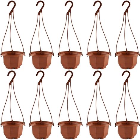 Jardinières suspendues en plastique Lot de 10 pots suspendus avec crochet, cm (1/5)
