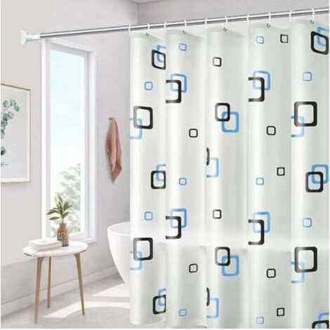 Rideau de Douche Décoratif Motif Océan Géométrique - Tissu Imperméable Abstrait Plage - pour Salle de Bain - 152x178cm (60"x70") (1/4)
