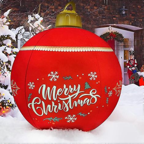 Boule de Noël gonflable lumineuse en PVC de 61 cm (24 pouces) avec un poids important pour une stabilité optimale dans le jardin, grande boule décorée d'extérieur avec lumière rechargeable, télécomman (1/5)