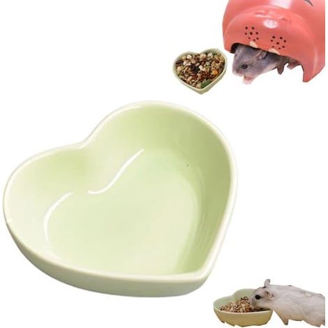Gamelle pour hamsters et hérissons - Gamelle en forme de cœur - Verte - 8 x 7 cm
