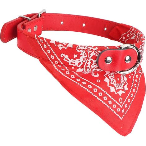 Collar absorbente de saliva para mascotas para la alimentación, 2 unidades, bandana triangular roja ajustable (1/5)