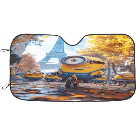 Parasol para parabrisas con temática de Minions, parasol personalizado para coche, apto para la mayoría de modelos de coches y SUV, proporciona protección UV.