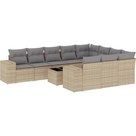 Maison Exclusive - Set de sofás de jardín 11pzas con cojines ratá (1/5)