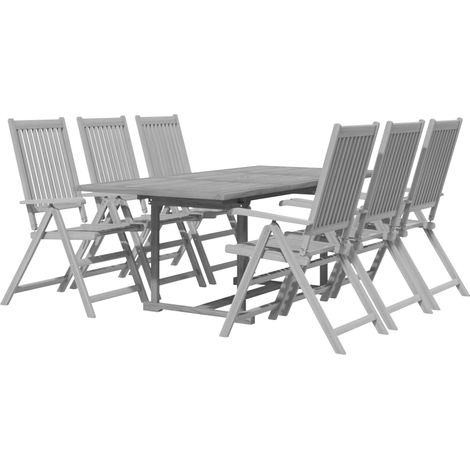 Ensemble de salle à manger de jardin meuble extérieur 7 pièces bois d'acacia massif (1/5)