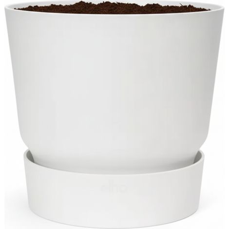 Pot de fleurs rond avec réservoir d'eau en plastique recyclé blanc mat Ø 30 cm - PANGIVO (1/5)