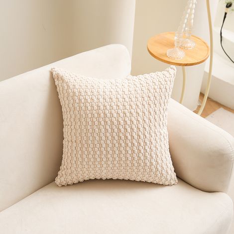 Popular Bubble Corduroy Throw Pillow Cover for Living Room and Sofas (Core Not Included) -- Off-White -- 4545cm