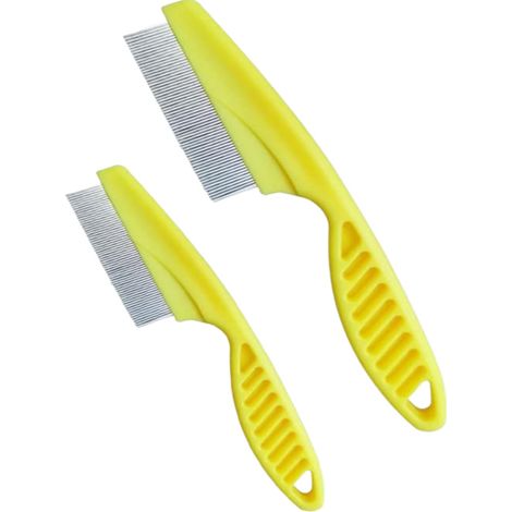 Pettine per gatti in 2 pezzi, spazzola a setole fini, districa e rimuove il pelo morto, appositamente progettato per gatti a pelo lungo (denti fini).