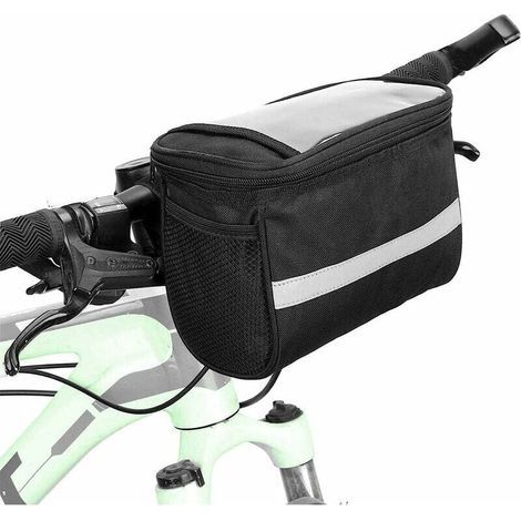 Bicycle handlebar bag – waterproof – cooler bag with reflective stripes – cell phone, maps, or navigation system. For travel, geocaching, outdoor activities, and sports.