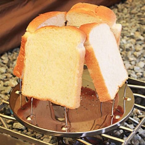 Support de grille-pain simple et portable en acier inoxydable, grille-pain de camping pliable et portable, grill multifonctionnel pour barbecue et réchaud. (1/5)