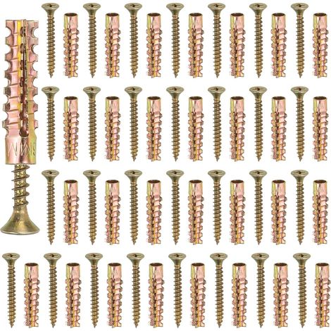 30 Pcs Ancres Pour Plaques De Plâtre Avec Vis 0.16 x 1.38" Laiton (1/5)
